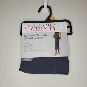 Destination Maternity seamless active leggings gray stretch cooling NWT large